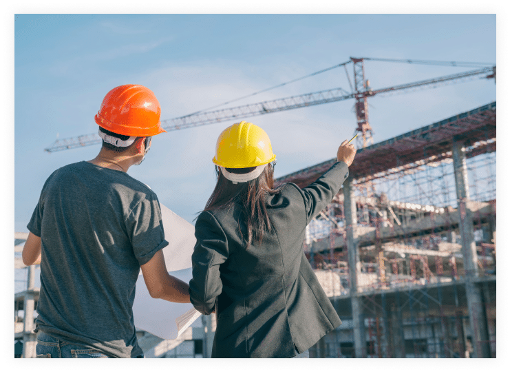 Workers aiming to construction